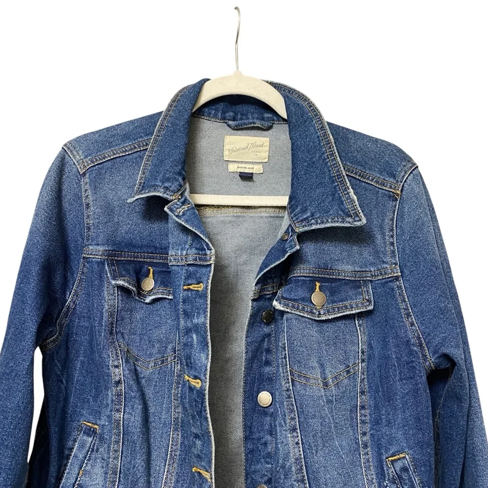 Universal Thread Freeborn Jacket button up Spring dark denim Jean jacket size X - Picture 7 of 12